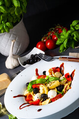 rustic tortellini pasta salad with mozzarella