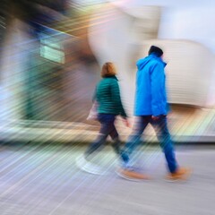 people tourist walking on the street visiting Bilbao city Spain