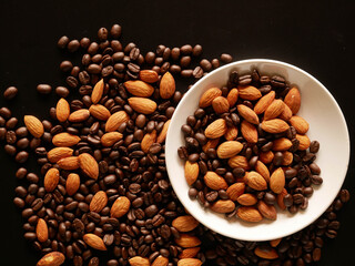 mixed almond and coffee background