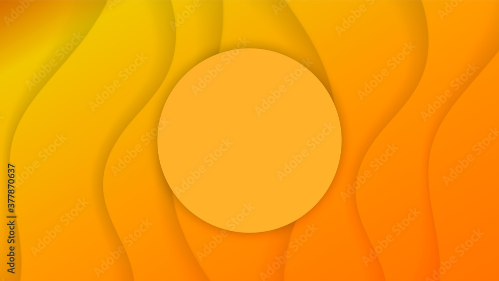 Aufkleber yellow background with paper cut shapes. vector illustration. 3d abstract carving art.