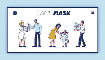 Wearing mask during coronavirus quarantine landing page template
