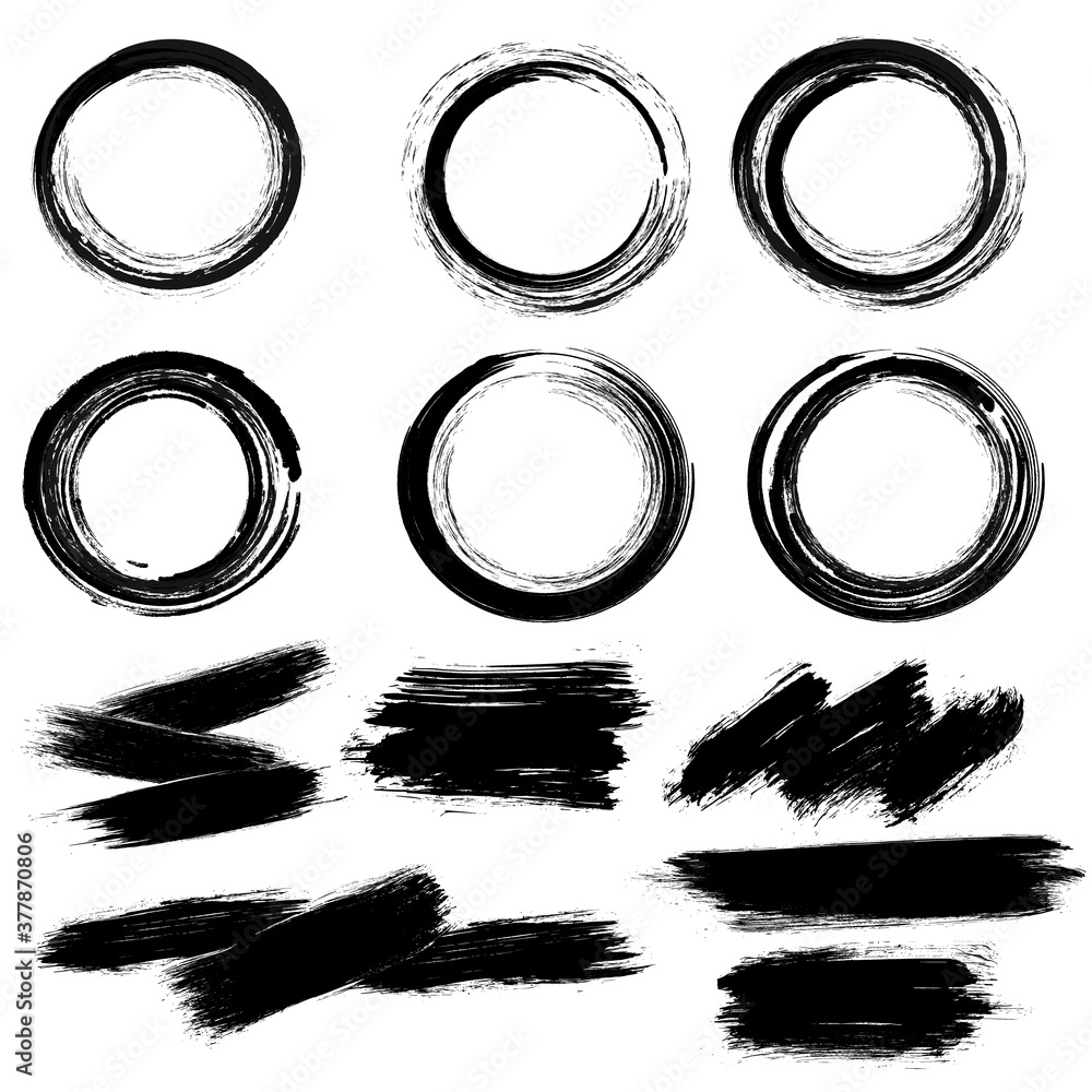 Poster painted grunge set texture scribbles,stripes, abstract dash lines or brushstrokes dabs, ink smear sm