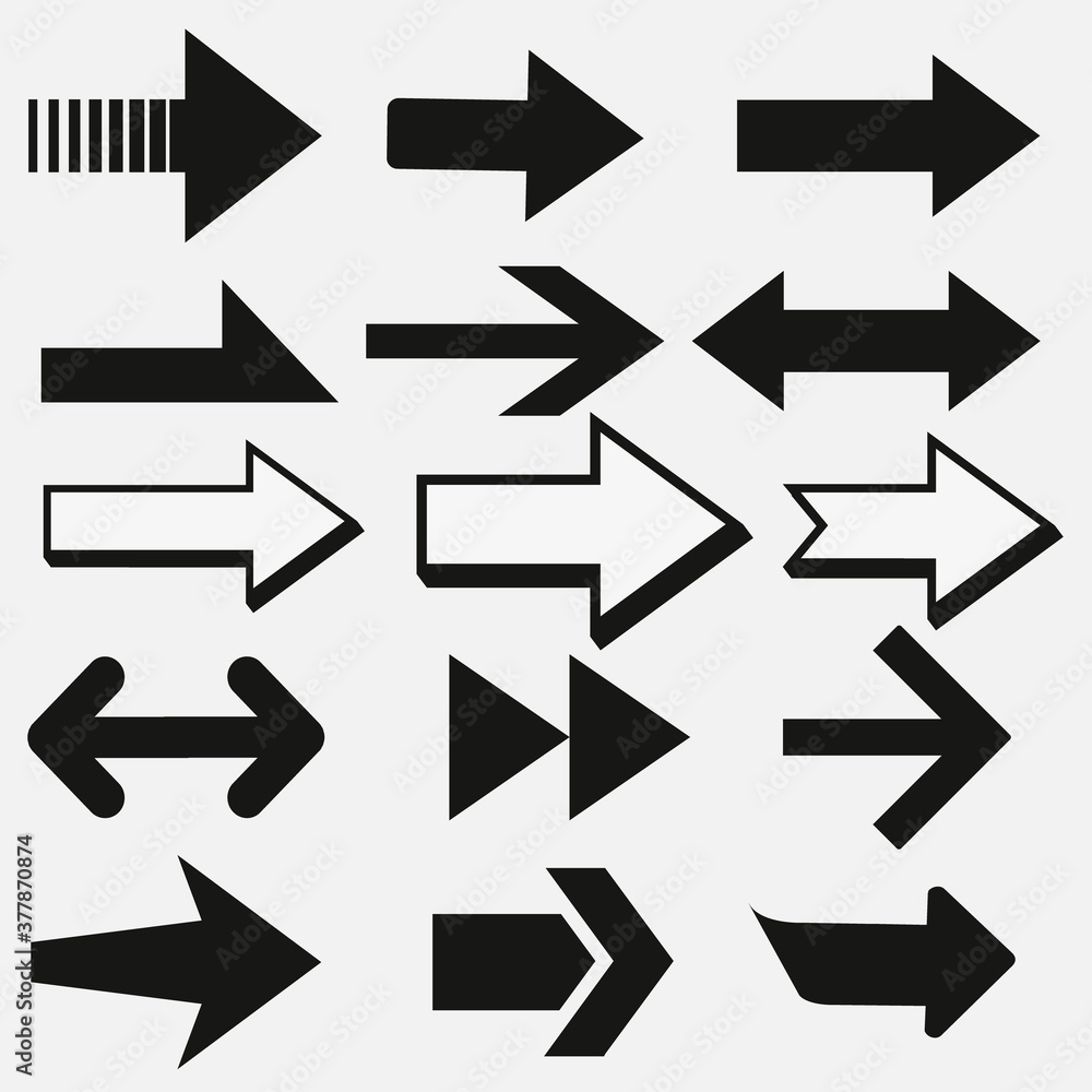 Poster arrows vector collection black. different black arrows icons,vector set. abstract elements for busin