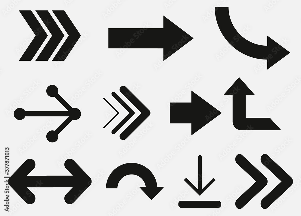 Poster arrows vector collection black. different black arrows icons,vector set. abstract elements for busin