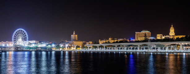 Fototapeta na wymiar Muelle Uno night panorama cityscape