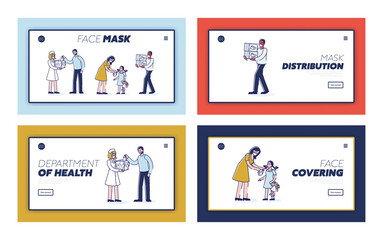 Mask wearing for covid-19 prevention template website landing pages set