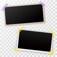 Set of vintage photo frame with adhesive tape. Vintage style. Vector illustration with adhesive tapes. Photo realistic Vector EPS10 Mockups. Retro Photo Frame Template for your photos.