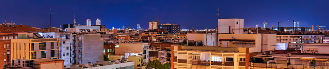 Panoramic view of Barcelona at night. Catalonia,Spain