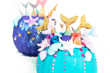 Naklejka premium Mermaid pumpkin