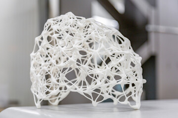 Product of a professional programmable 3D printer. Industrial workshop of SIU System factory. Moscow, Russia