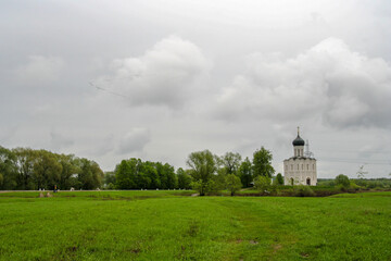 Suzdal, Vladimir Oblast/ Russia- May 13th, 2012: The Church of the Intercession of the Holy Virgin on the Nerl River