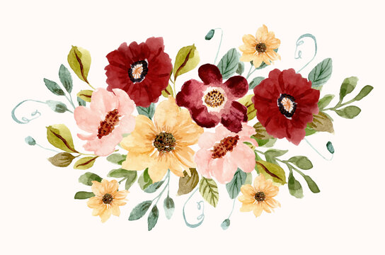 beautiful flower garden watercolor arrangement