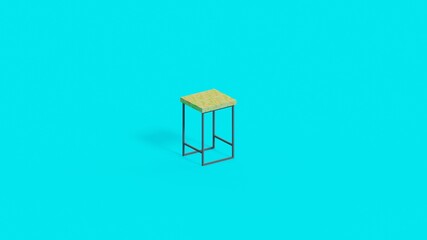 Fototapeta na wymiar Retro bar stool isometric, great design for any purposes. Home interior concept. 3D rendering illustration. Bright interior. Kitchen icon set.