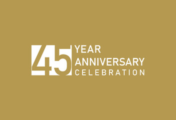 45 years anniversary celebration logotype on gold Background