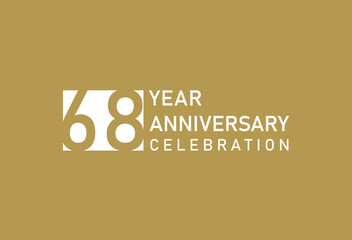 68 years anniversary celebration logotype on gold Background