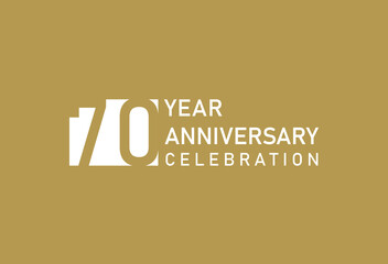 70 years anniversary celebration logotype on gold Background