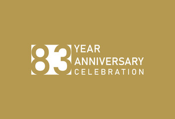 83 years anniversary celebration logotype on gold Background