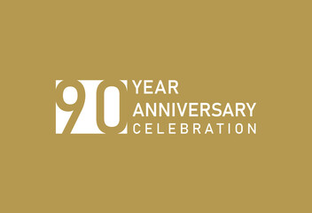 90 years anniversary celebration logotype on gold Background
