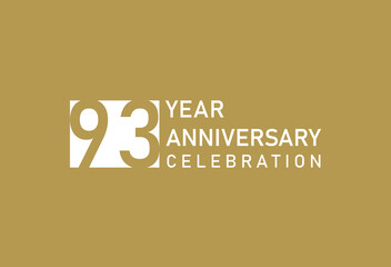 93 years anniversary celebration logotype on gold Background