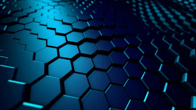 Wavy technology background with moving hexagonal structure