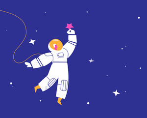 Un astronauta nello spazio che tiene una stella © Hurca!