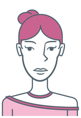 Pretty girl. Stylized avatar of an attractive young woman, colored with gray and pink tones.