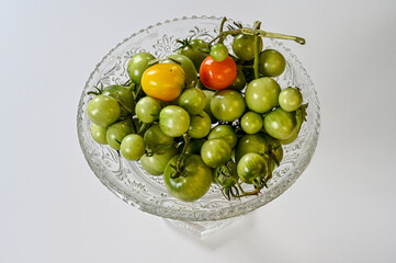 fresh tomatoes from the garden in glass bowl