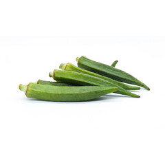 An organic and healthy okra or lady's finger on white background