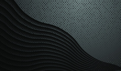 Black relief background with wavy pattern. Vector EPS10