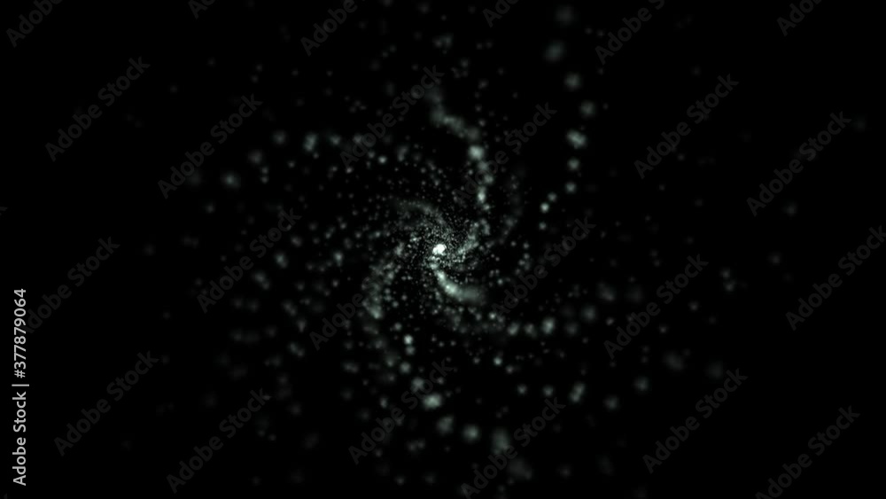 Poster swirl particle effect spin to center black hole with 3d rendering.