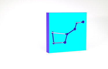 Turquoise Great Bear constellation icon isolated on white background. Minimalism concept. 3d illustration 3D render.