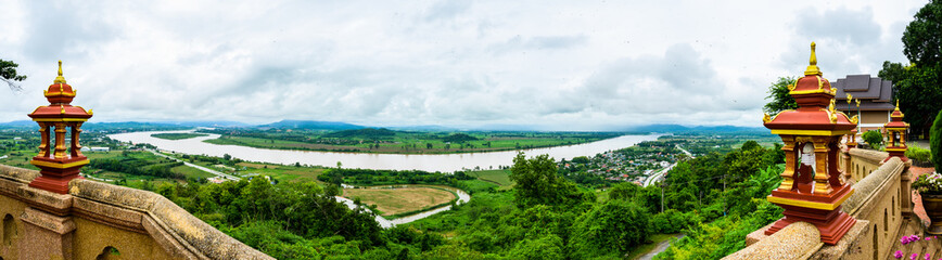 Panorama View of Mekong River at Wat Phrathat Pha Ngao View Point
