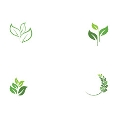 Set Green garden green leaf Logo Template