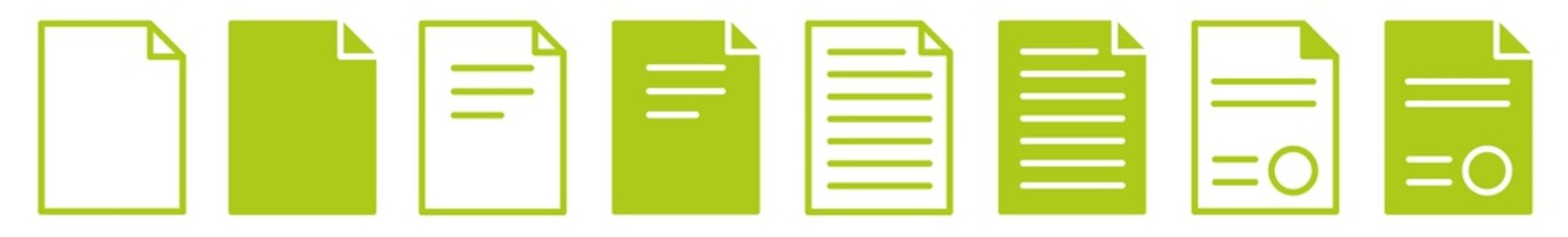 Document Icon Green | Documents Illustration | Page Copy Symbol | Paper Logo | Text Form Sign | Isolated | Variations