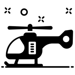 
Helicopter icon design, vector of rotorcraft in editable style 
