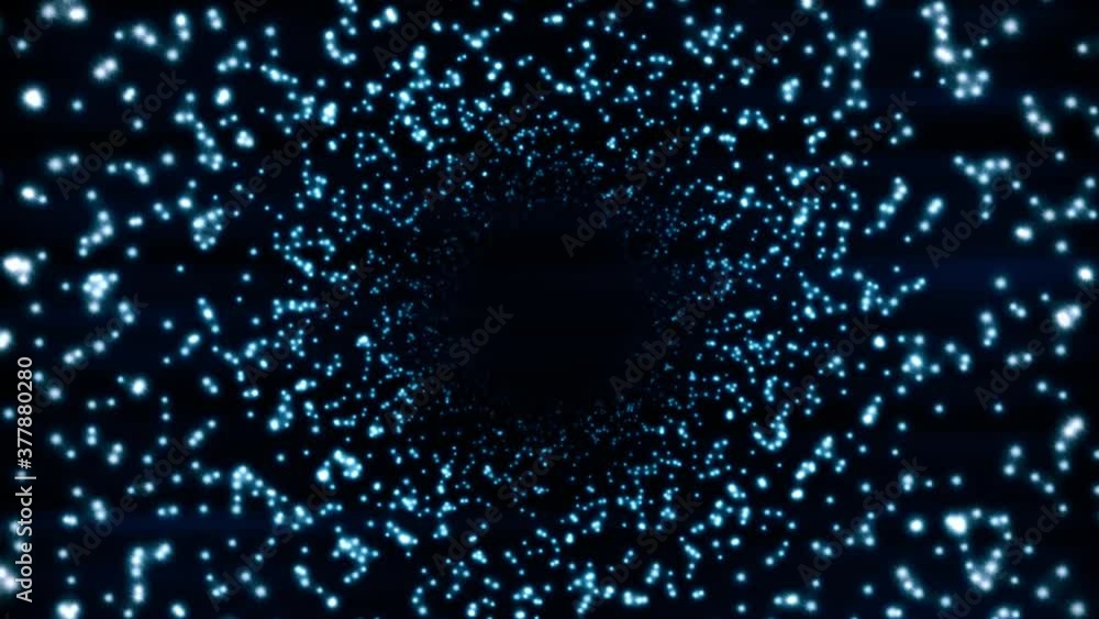 Aufkleber tunnel blue particle glow effect sparkle in galaxy with 3d rendering.