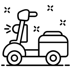 
Delivery scooter vector style, icon of food delivery conveyance 
