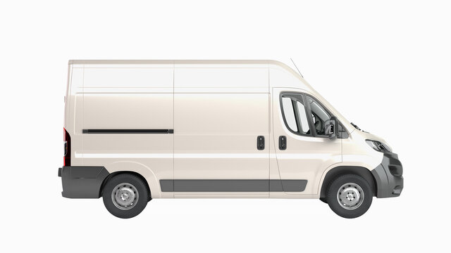 White Delivery Van Icon 3d render on white no shadow