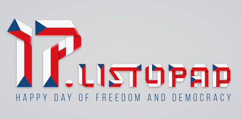 November 17, Czech Republic Freedom and Democracy Day congratulatory design with Czech flag colors. Vector illustration.