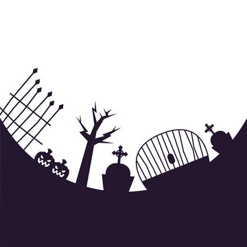 halloween graveyard silhouette scene