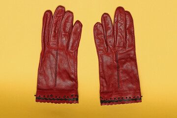 Red leather gloves