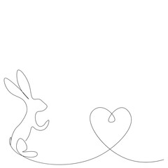 Bunny love heart background vector illustration