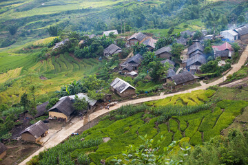 Amazing landscape in Northwest Vietnam. Terraced fields in Ta Xua, Bac Yen, Son La province, Vietnam. At an altitude of 2000m above sea level, this place is also known by the name: Clouds Paradise.