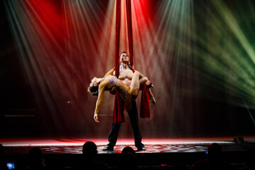 Aerialist  perform live in the show.