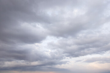 Gray cloudy sky as background. Dramatic sky.