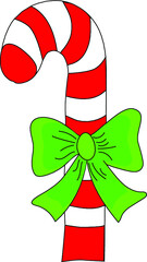 christmas cane and ribbon