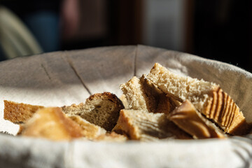 A bread basket on an italian table