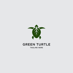 Green turtle leaf logo template - vector