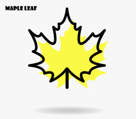 Maple leaf flat icon vector illustration template in memphis style.