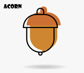 Acorn flat illustration vector template in memphis style, autumn.